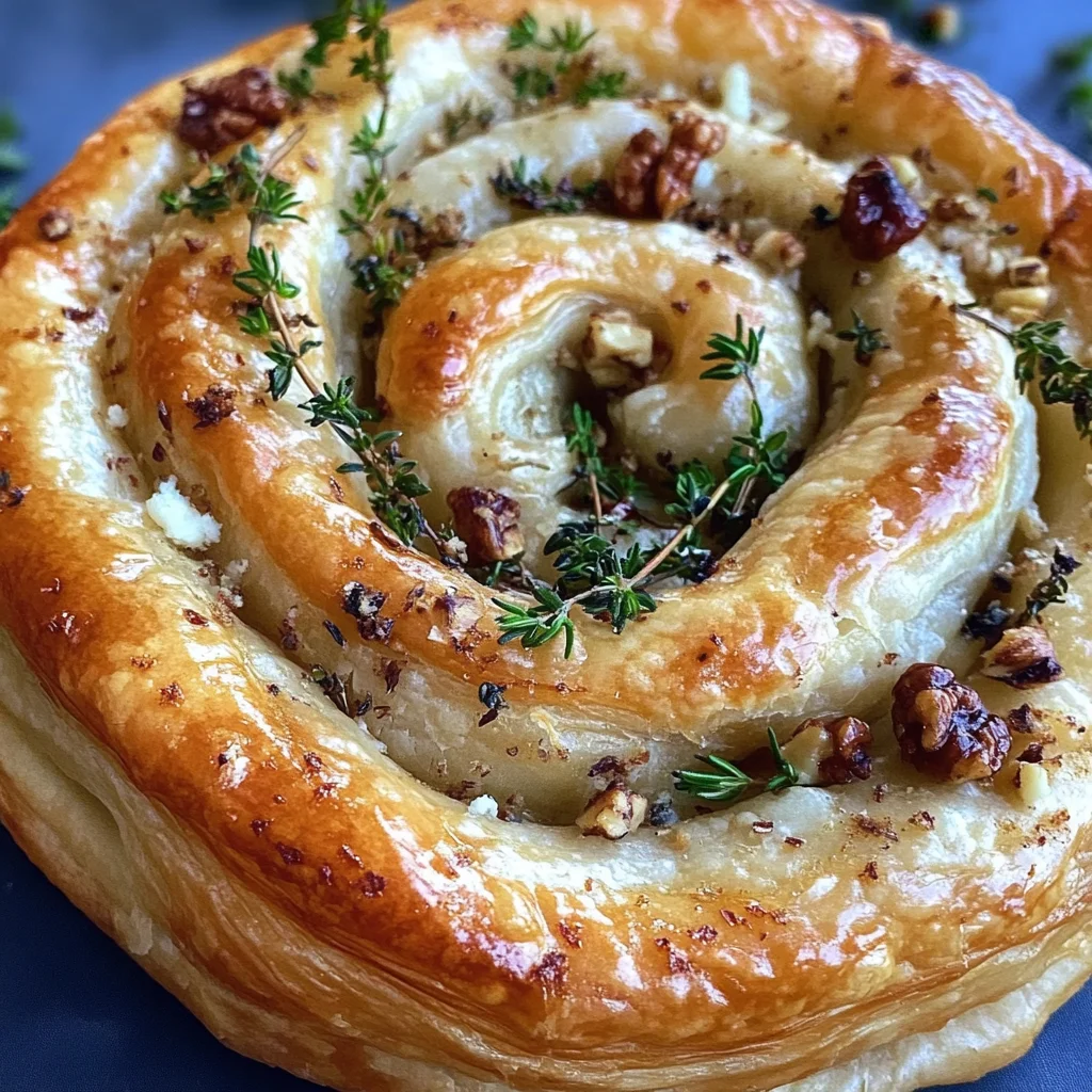Blue Cheese Walnut Thyme Puff Pastry Twirl Recipe