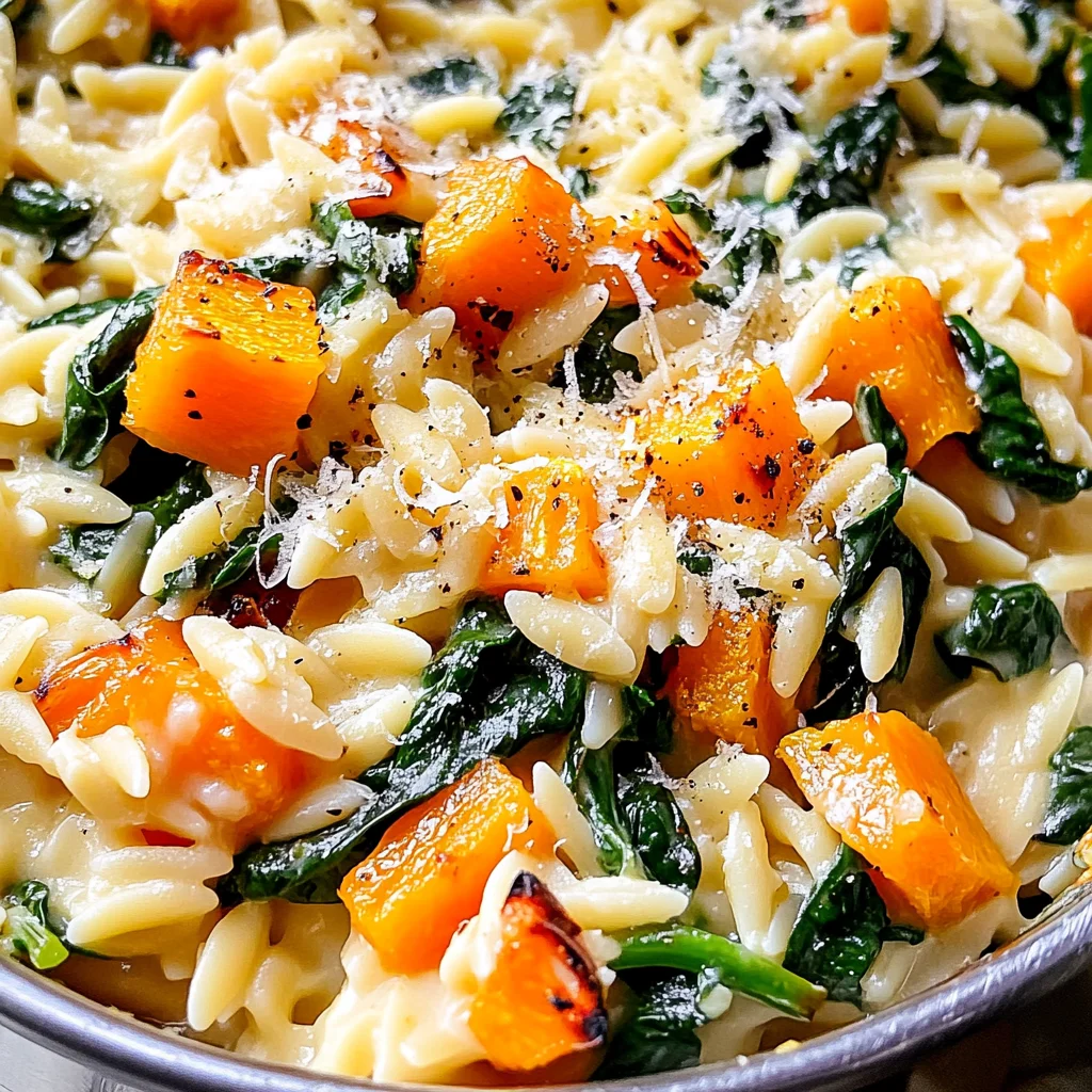 Creamy Orzo with Roasted Butternut Squash and Spinach