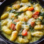 Creamy Pesto Gnocchi with Spinach and Artichokes