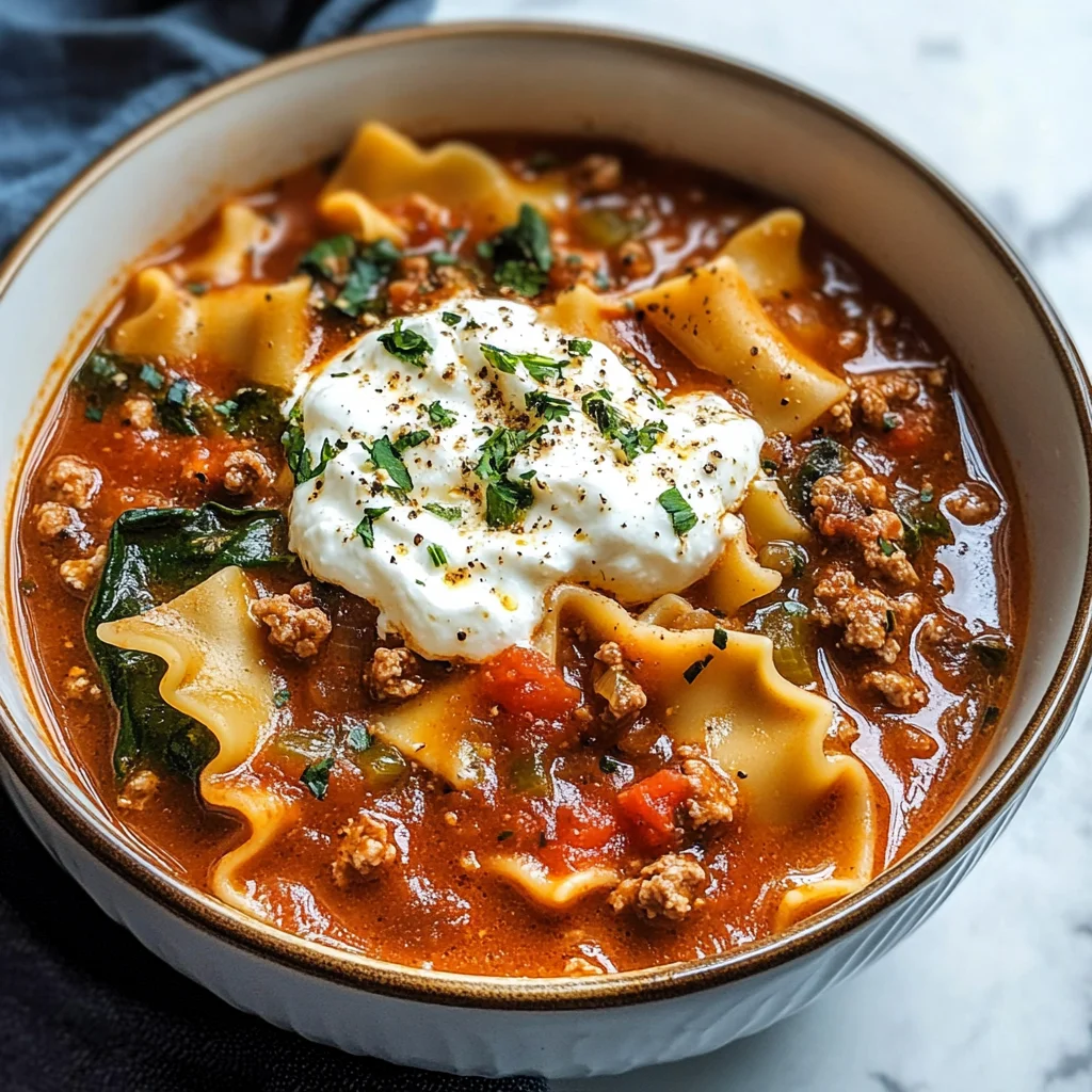 Mouthwatering One Pot Lasagna Soup