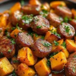 Sausage and Sweet Potatoes with Honey Garlic Sauce