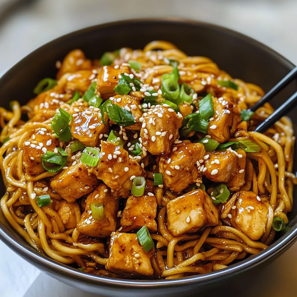 Sticky Garlic Chicken Noodles